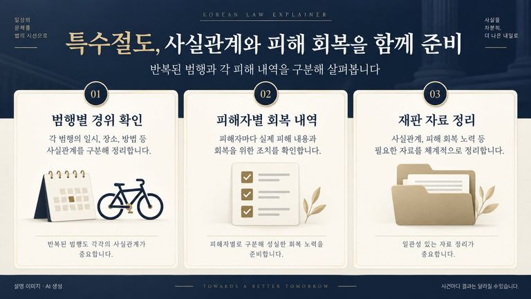 특수절도 범행별 경위와 피해 회복 자료 정리 설명 이미지