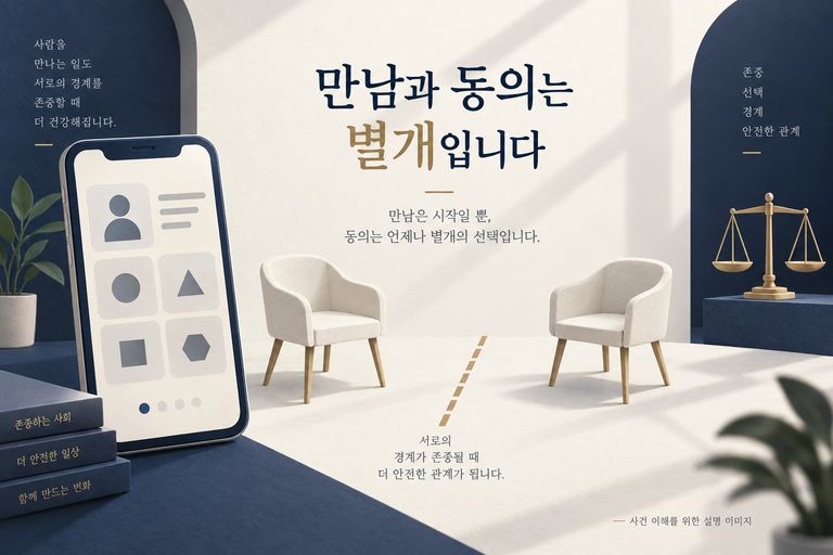 만남과 동의를 구분하는 설명 이미지