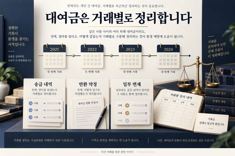 장기간 대여금 거래 정리 방법 설명 이미지
