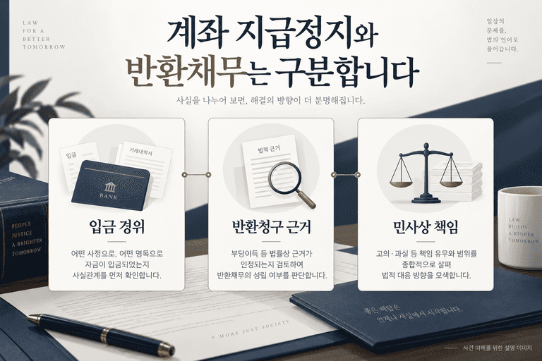 입금 경위와 반환채무 구분 설명 이미지