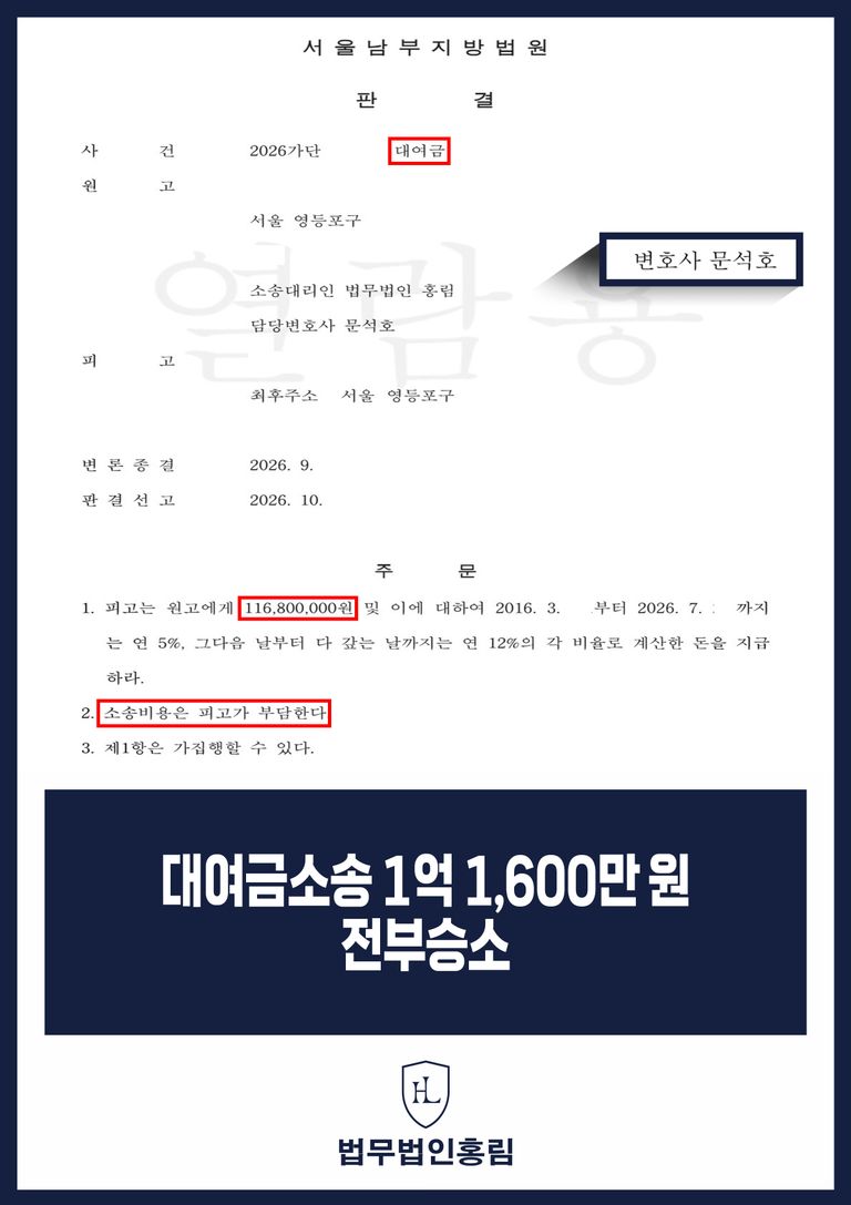대여금 반환 판결문