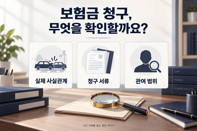 보험금 청구 사실관계와 서류를 비교하는 설명 이미지