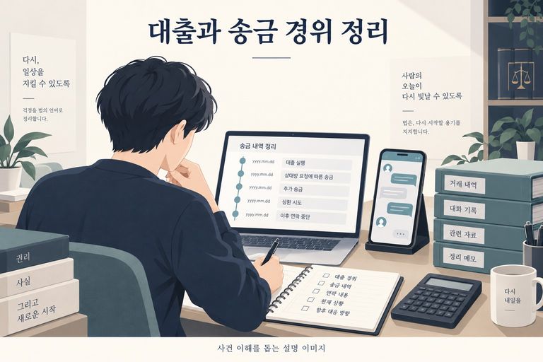 대출과 송금 경위를 정리하는 설명 이미지