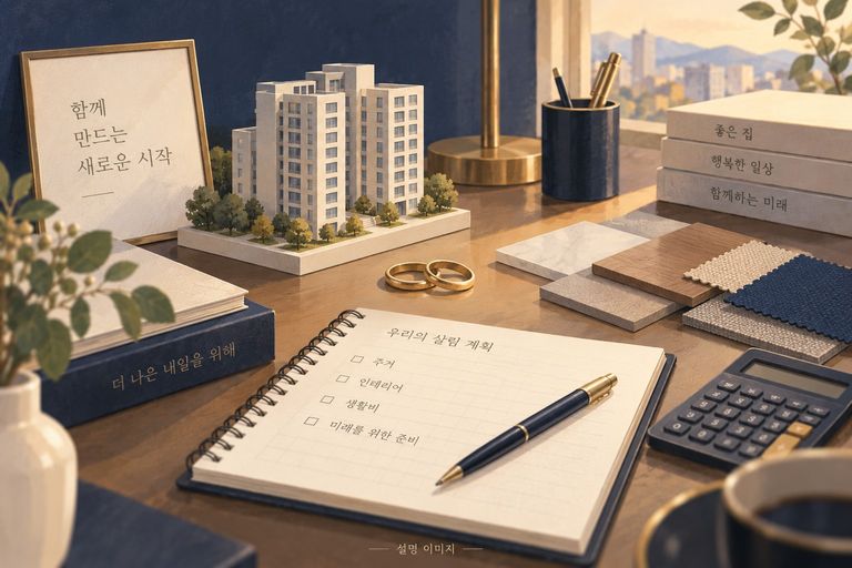 결혼 준비 지출을 정리하는 설명 이미지